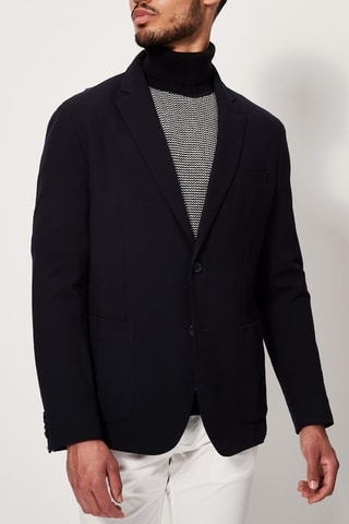 $Veste en laine vierge Bleu marine