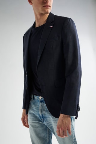 $Veste en laine vierge - Bleu marine