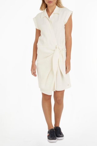 $Robe portefeuille en lin Ecru