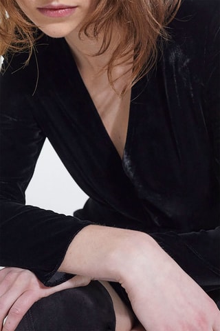 $Robe droite en velours - Noir