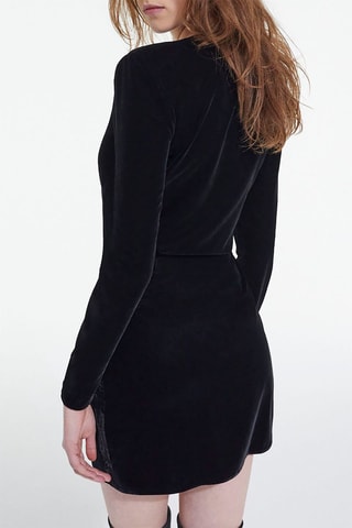 $Robe droite en velours - Noir