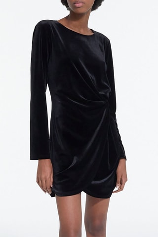 $Robe droite en velours - Noir