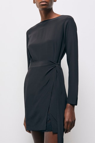 $Robe droite en soie - Noir