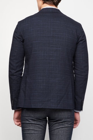 $Veste de costume en lin et laine - Bleu foncé