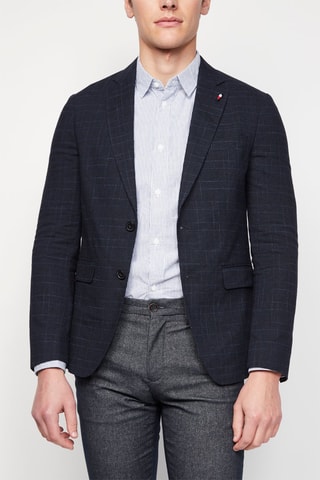 $Veste de costume en lin et laine - Bleu foncé
