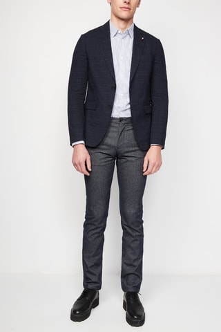 $Veste de costume en lin et laine - Bleu foncé