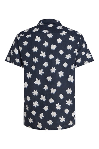 $Chemise en lin Bleu marine et blanc