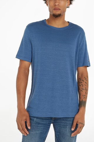 $T-shirt en lin Bleu cobalt chiné