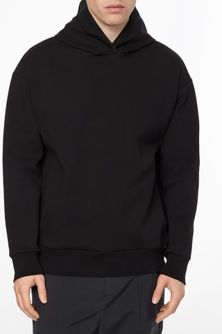 $Sweat à capuche en coton biologique Noir