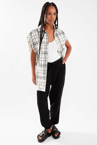 $Veste sans manches en jean - Noir et blanc