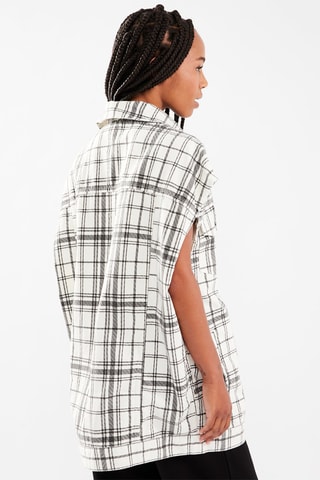 $Veste sans manches en jean - Noir et blanc