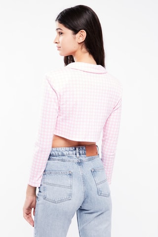 $Blouse courte - Rose clair et blanc - Petite