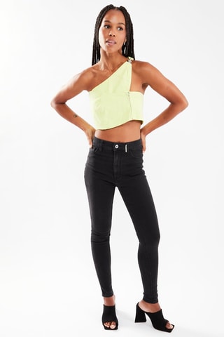 $Crop top asymétrique en jean - Vert clair