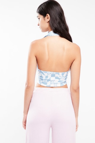$Crop top - Blanc et bleu clair