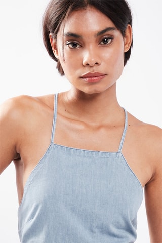 $Crop top en jean - Bleu clair