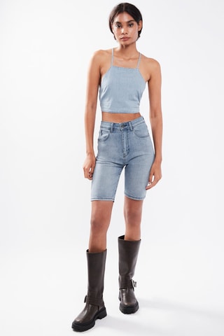 $Crop top en jean - Bleu clair