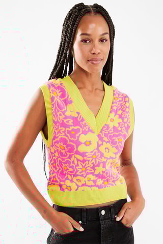 $Top - Vert citron et rose