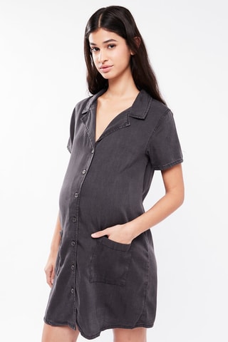 $Robe de maternité en jean - Noir