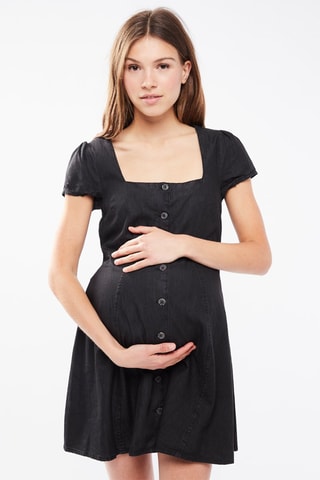 $Robe de maternité en jean - Noir