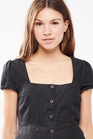 $Robe de maternité en jean - Noir