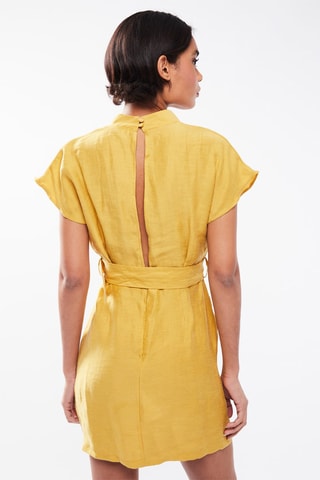 $Robe droite en lin - Moutarde