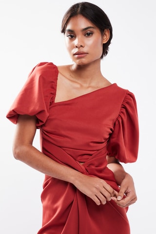 $Robe midi - Rouge brique