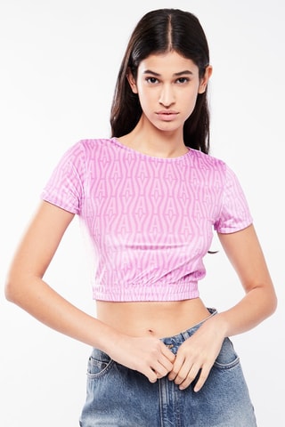 $T-shirt cropped en velours - Violet