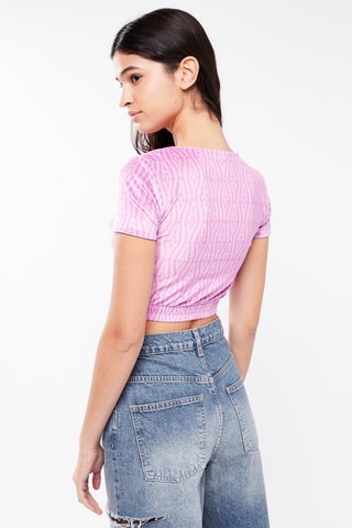 $T-shirt cropped en velours - Violet