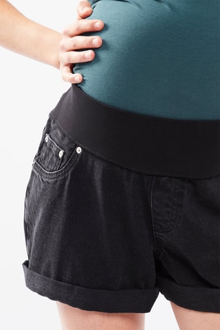 $Short de maternité en jean taille haute - Noir