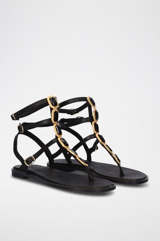 $Spartiates en cuir Chios - Noir
