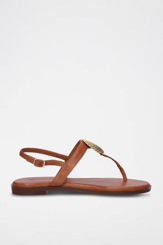 $Sandales en cuir Loris - Camel et doré