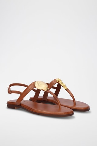 $Sandales en cuir Loris - Camel et doré