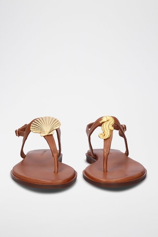 $Sandales en cuir Loris - Camel et doré