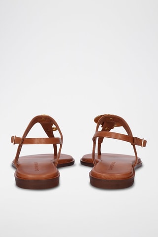 $Sandales en cuir Loris - Camel et doré