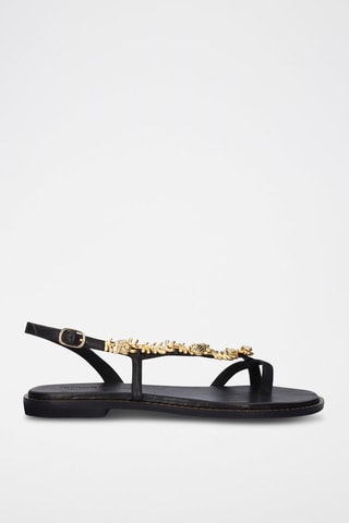 $Sandales en cuir Chios - Noir et doré