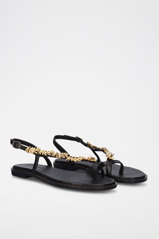 $Sandales en cuir Chios - Noir et doré