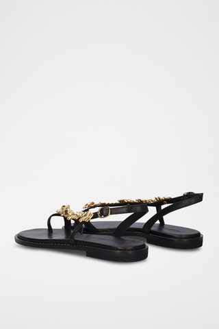 $Sandales en cuir Chios - Noir et doré