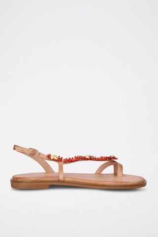 $Sandales en cuir Chios - Beige et rouge