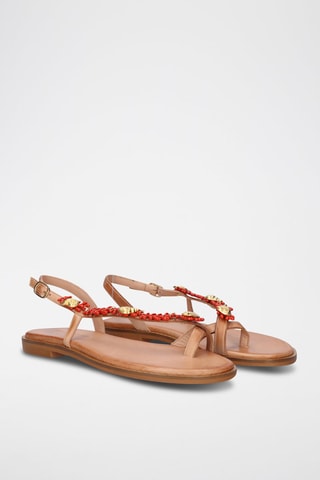 $Sandales en cuir Chios - Beige et rouge