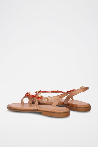 $Sandales en cuir Chios - Beige et rouge