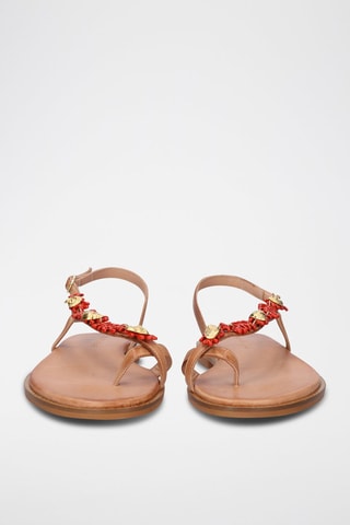 $Sandales en cuir Chios - Beige et rouge