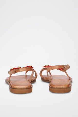 $Sandales en cuir Chios - Beige et rouge