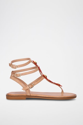 $Spartiates en cuir Chios - Beige et rouge