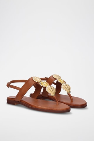 $Sandales en cuir Loris - Camel et doré
