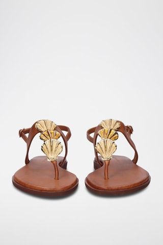 $Sandales en cuir Loris - Camel et doré