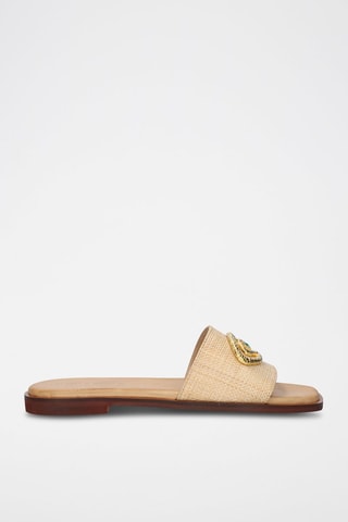 $Mules en cuir Lindos - Beige et doré