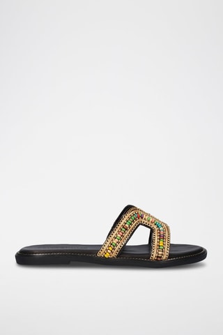 $Mules en cuir Carpathos - Noir et beige