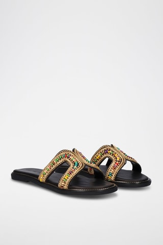 $Mules en cuir Carpathos - Noir et beige