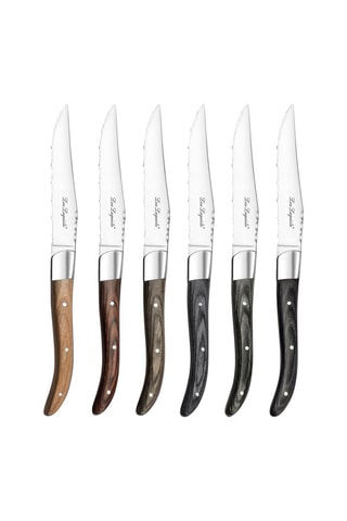 $6 couteaux à steak en acier inoxydable avec manche en bois