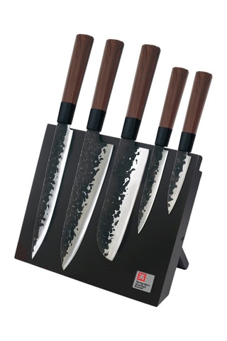 $Bloc magnétique de 5 couteaux de cuisine Samouraï